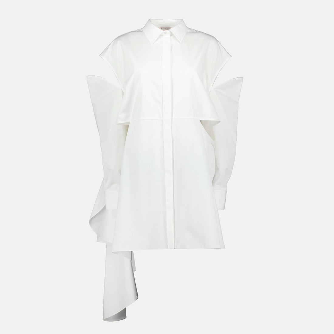 Sculptural Ruffle Shirt Dress