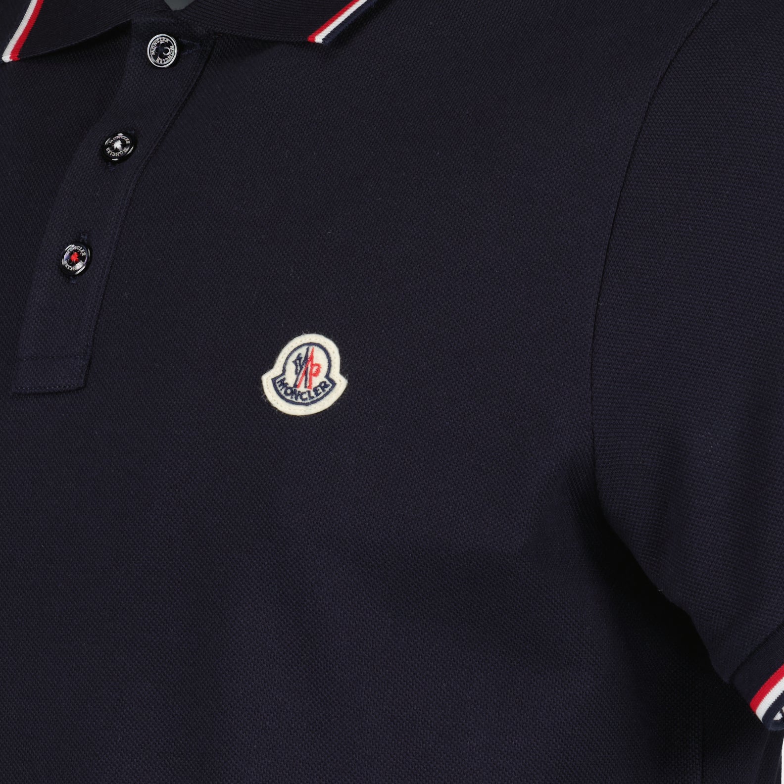 Moncler Moncler Navy Polo Shirt with Signature Tricolor Trim - image 5