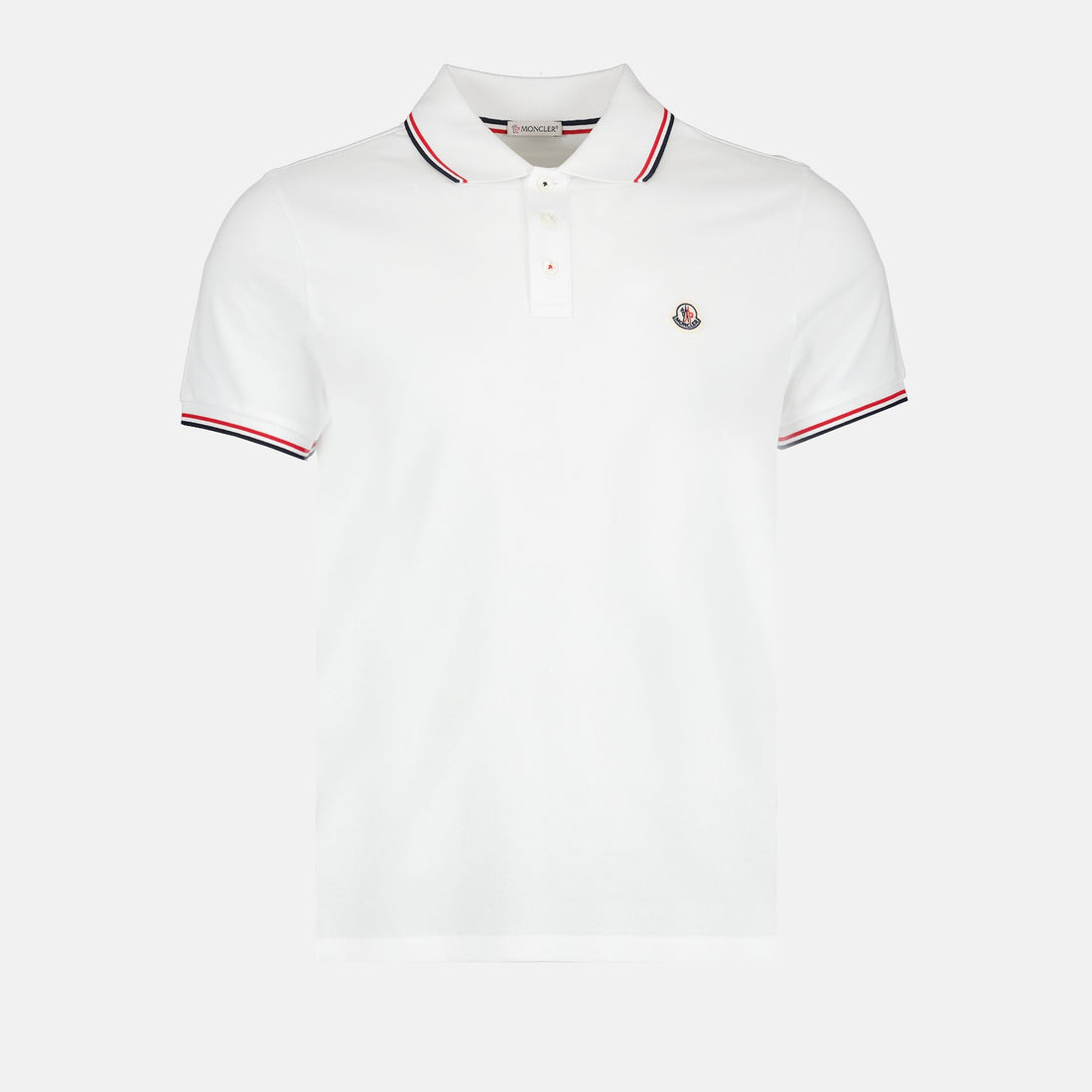 Classic White Polo Shirt with Signature Tricolor Trim