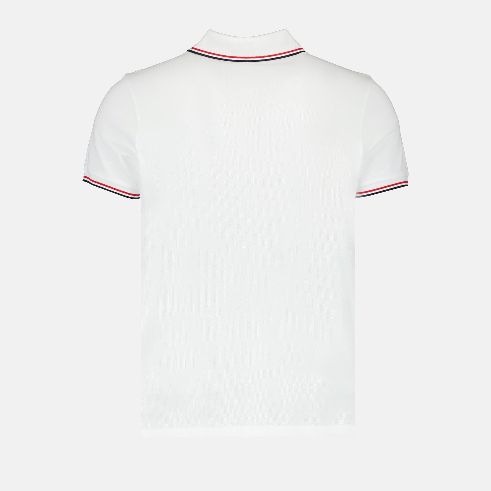Moncler Classic White Polo Shirt with Signature Tricolor Trim - image 4