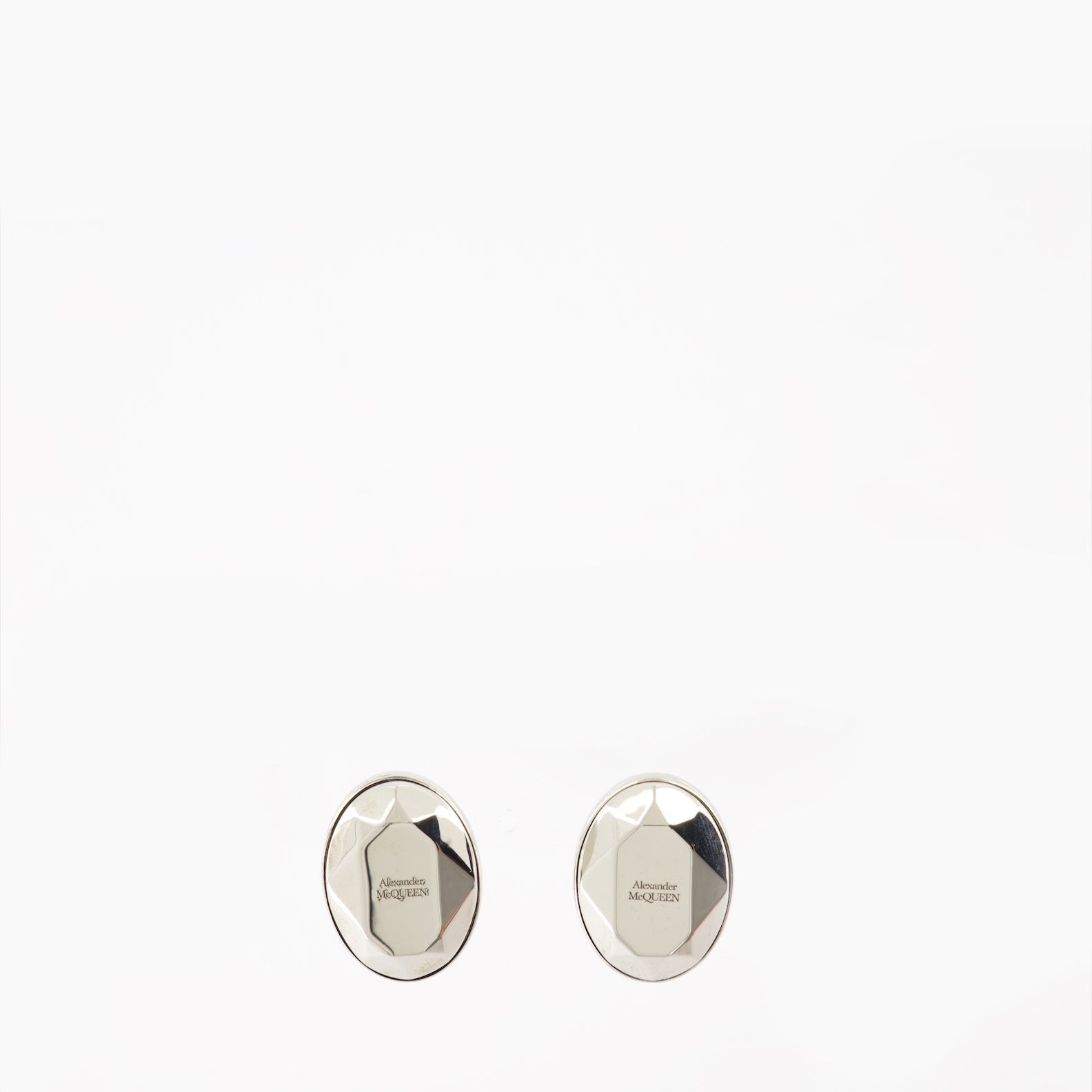 Alexander McQueen Oval Logo Engraved Earrings