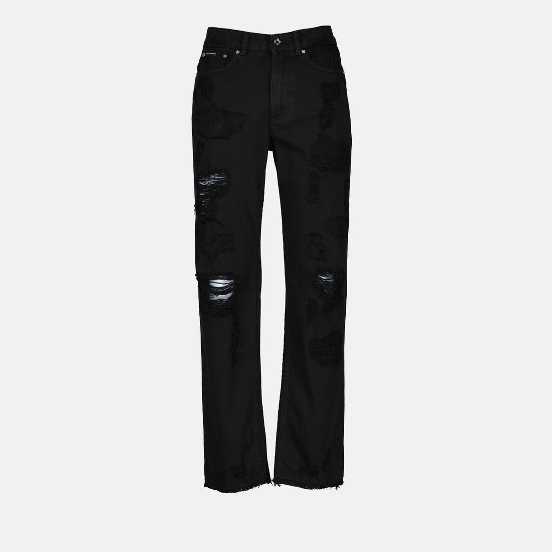 Distressed Black Slim-Fit Jeans