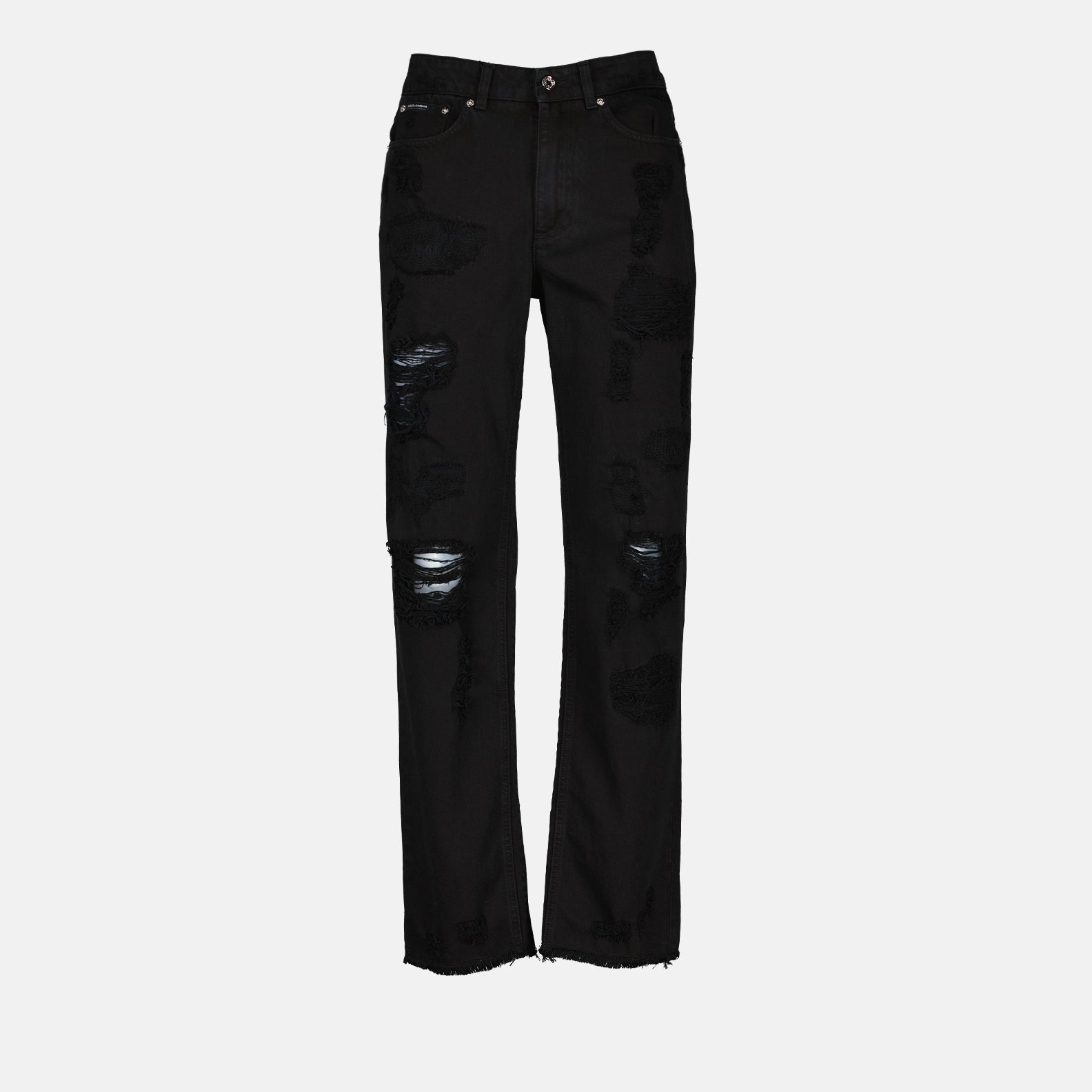Dolce & Gabbana Distressed Black Slim-Fit Jeans