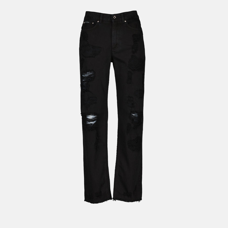 Dolce & Gabbana Distressed Black Slim-Fit Jeans