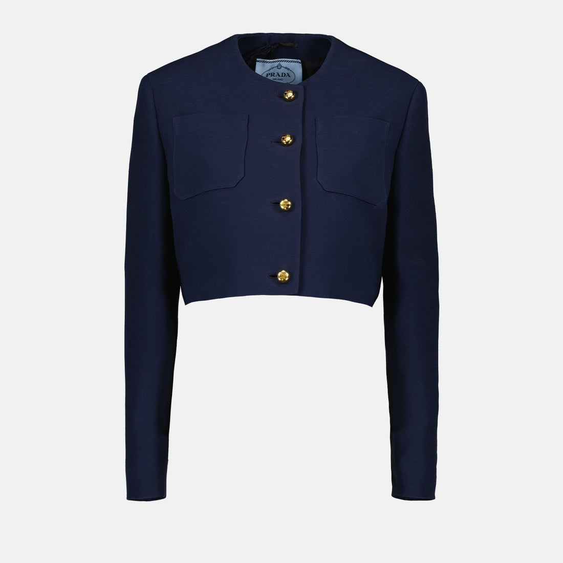 Cropped Structured Jacket with Gold Buttons