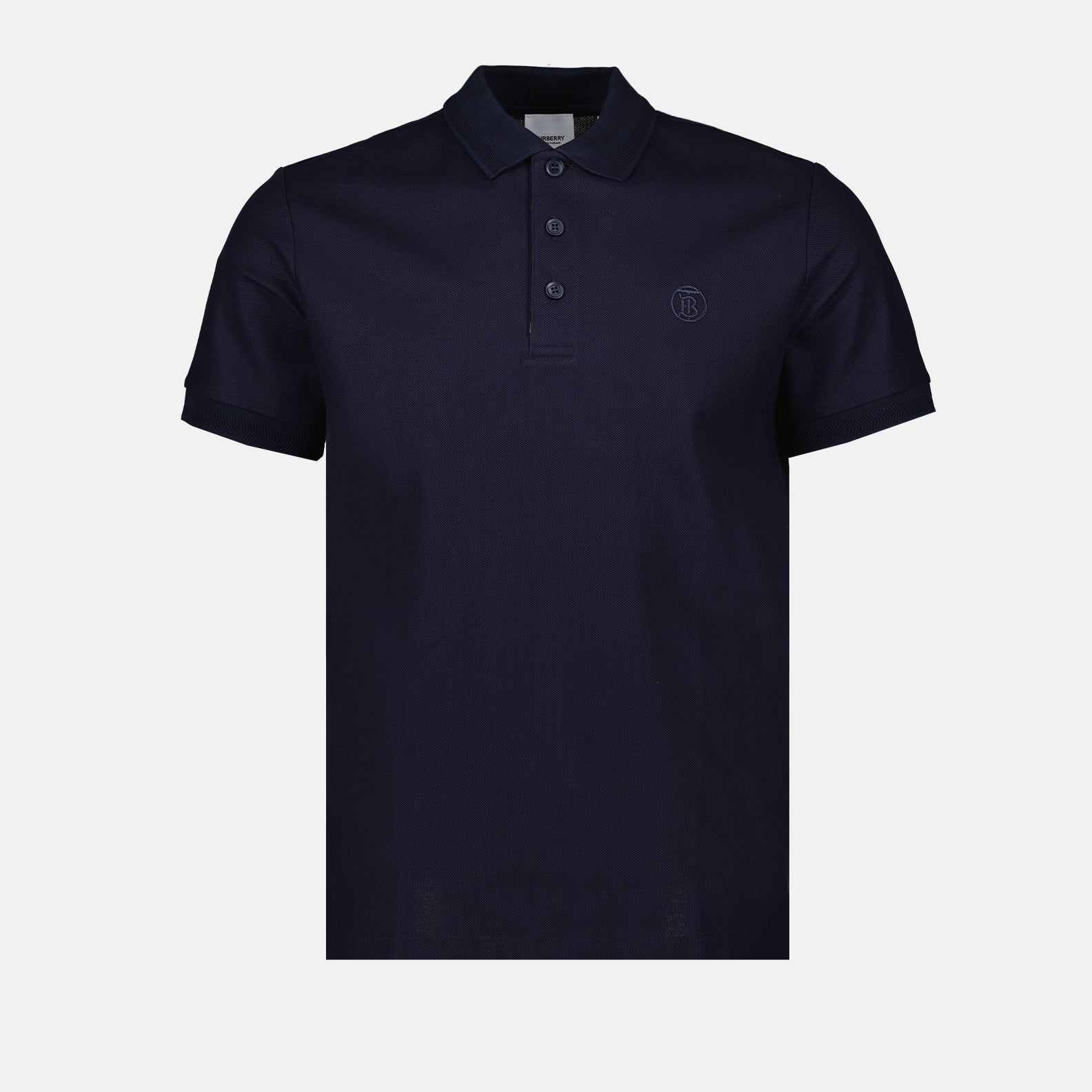Burberry Navy Polo with Signature Check Placket