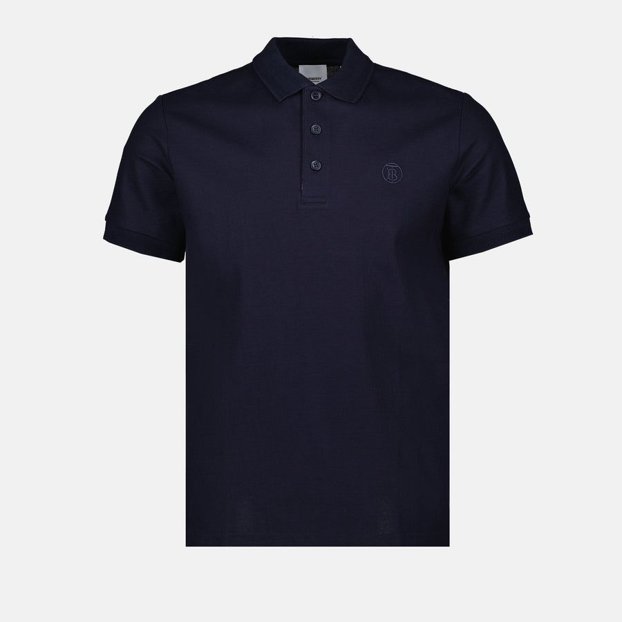 Burberry Navy Polo with Signature Check Placket