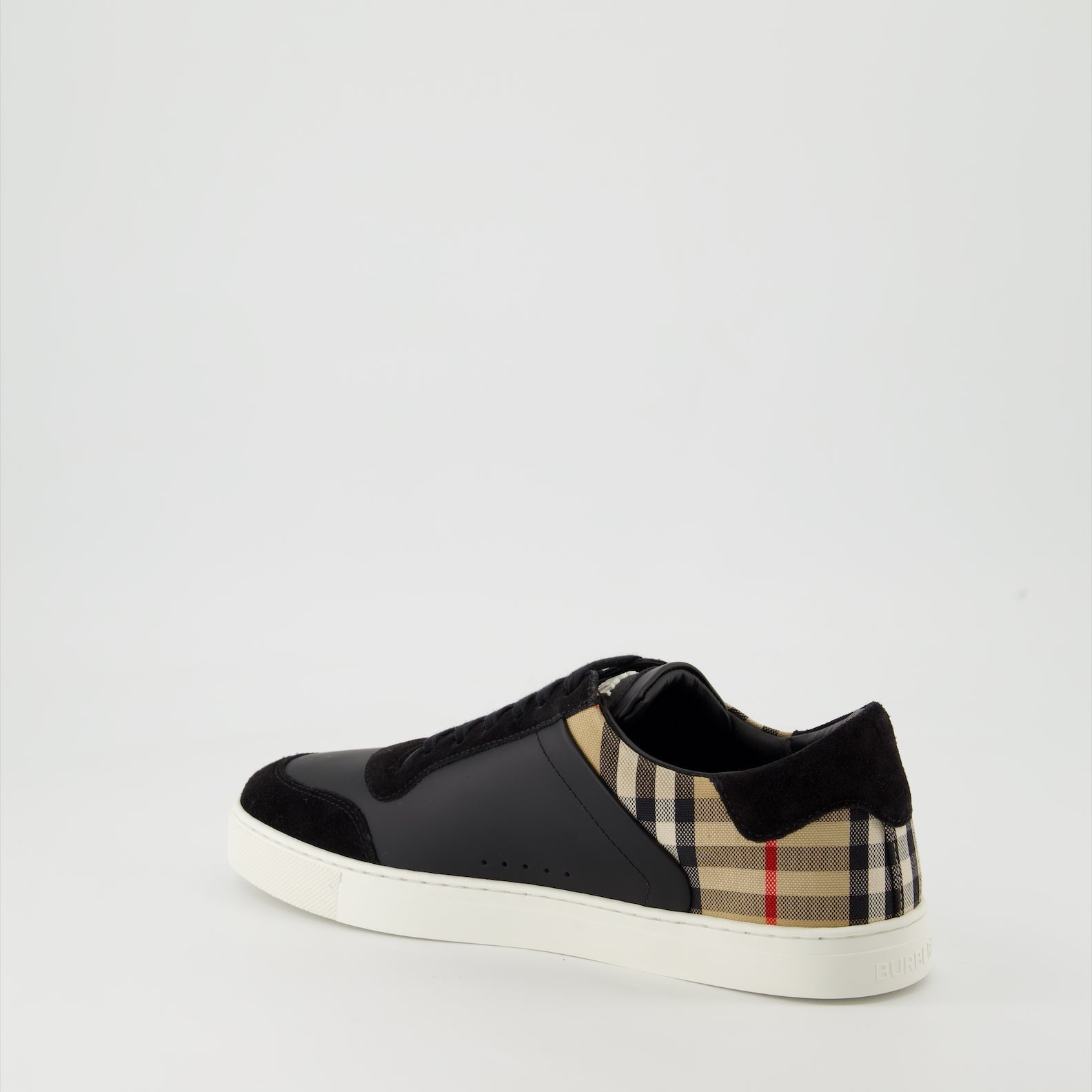Burberry Check Leather and Velvet Sneakers - image 3