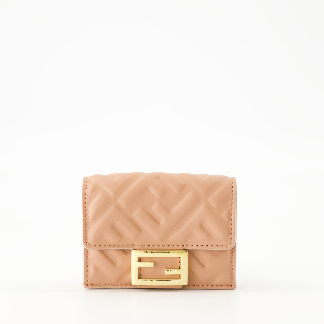 Embossed Leather Card Holder Wallet – Nude
