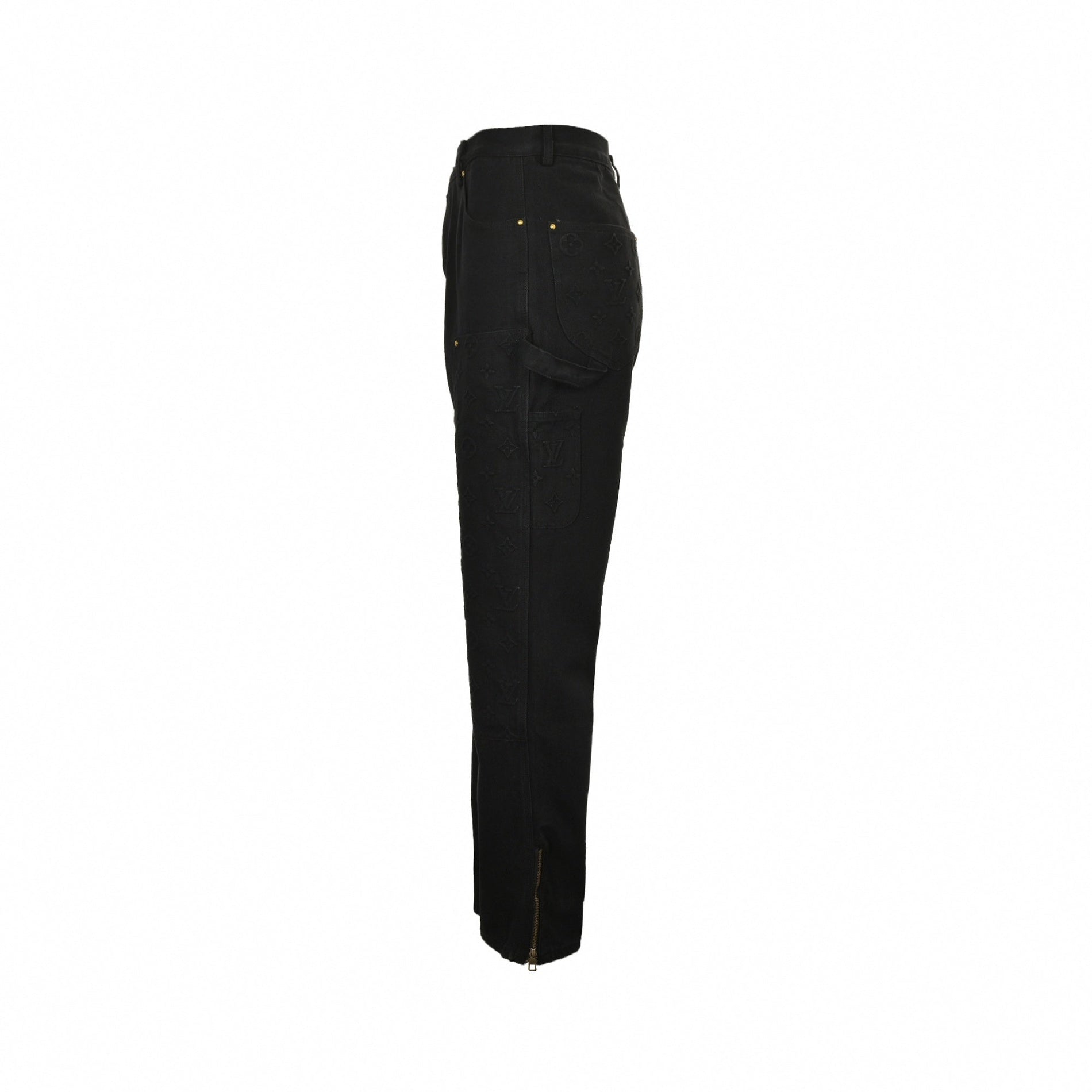 Louis Vuitton Black Monogram Embossed Utility Denim Pants - image 3