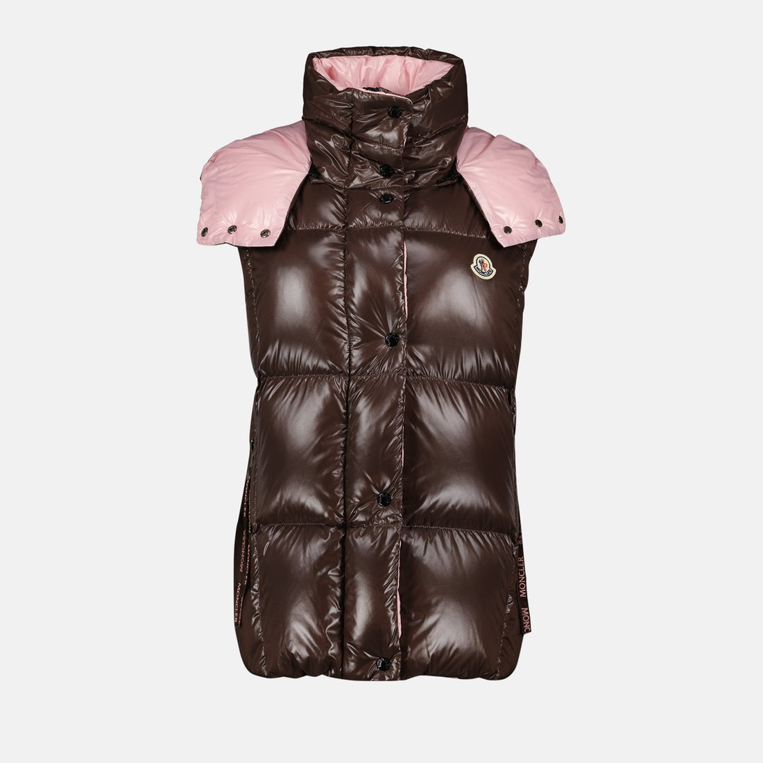 Brown & Pink Hooded Puffer Vest