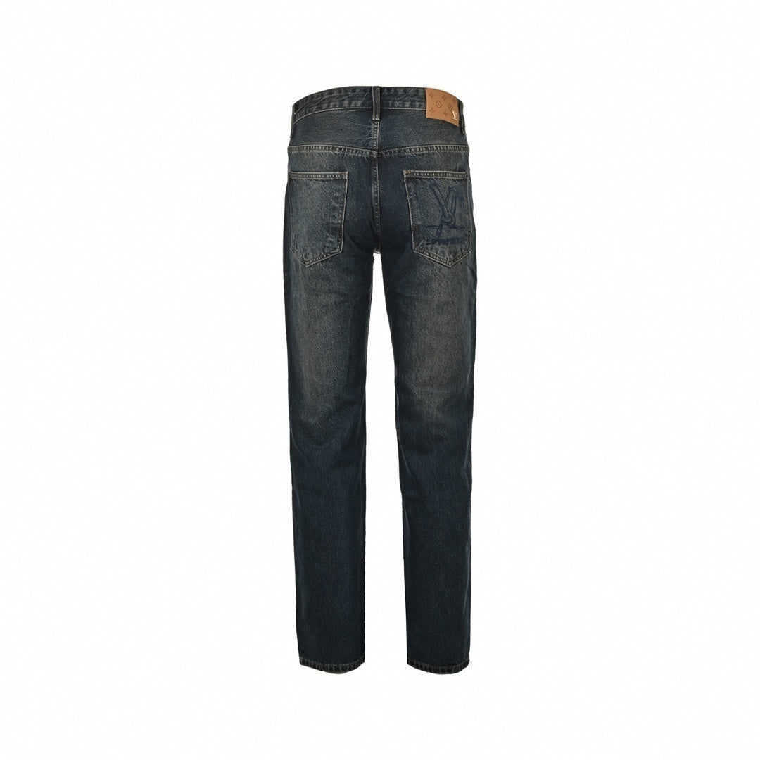 Louis Vuitton Classic Indigo Denim Jeans with Embroidered Back Pocket - image 2