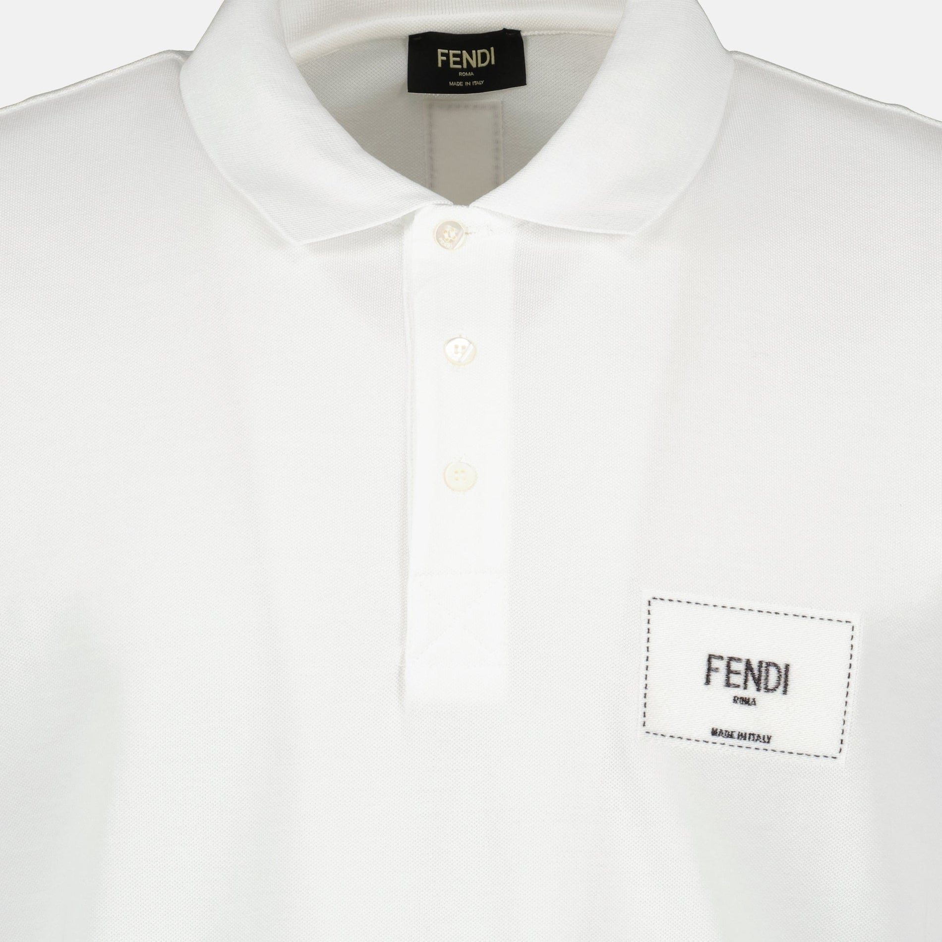 Fendi Fendi White Polo Shirt with Logo Patch Detail - image 4