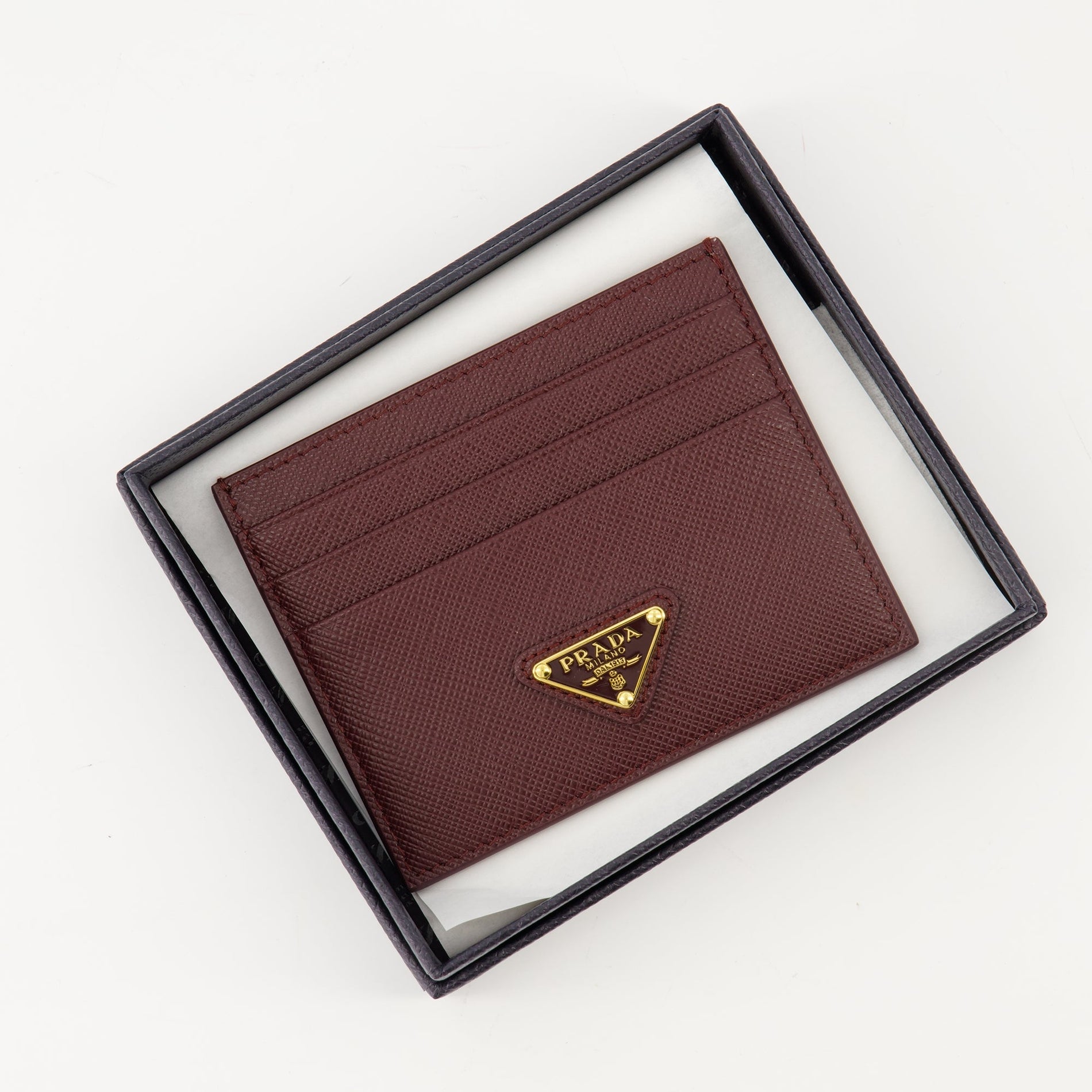 Prada Saffiano Leather Card Holder – Burgundy - image 3