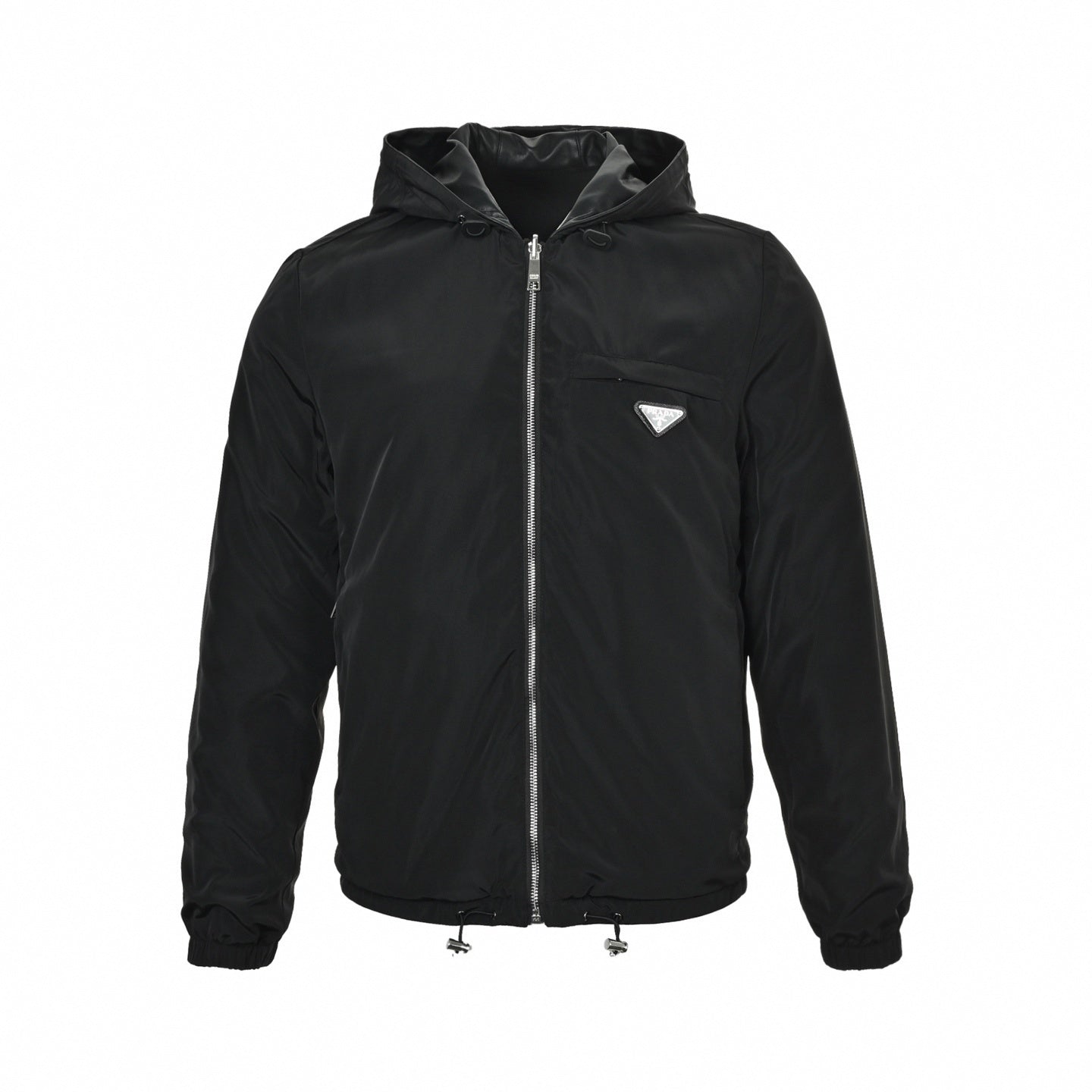 Prada Reversible Hooded Jacket – Black Leather & Nylon Dual-Finish - image 5