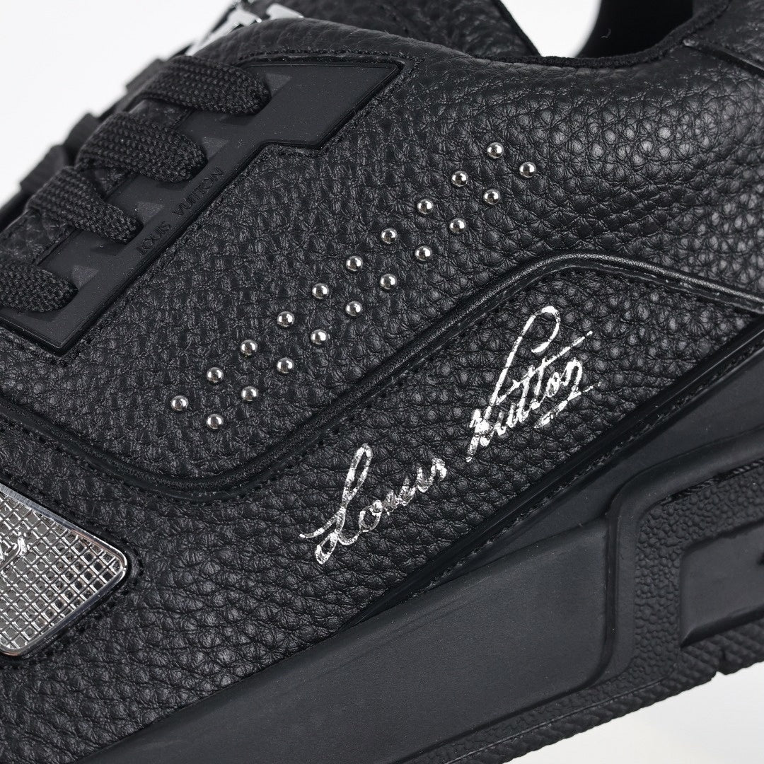 Louis Vuitton LV Black Leather Studded Low-Top Sneakers - image 4