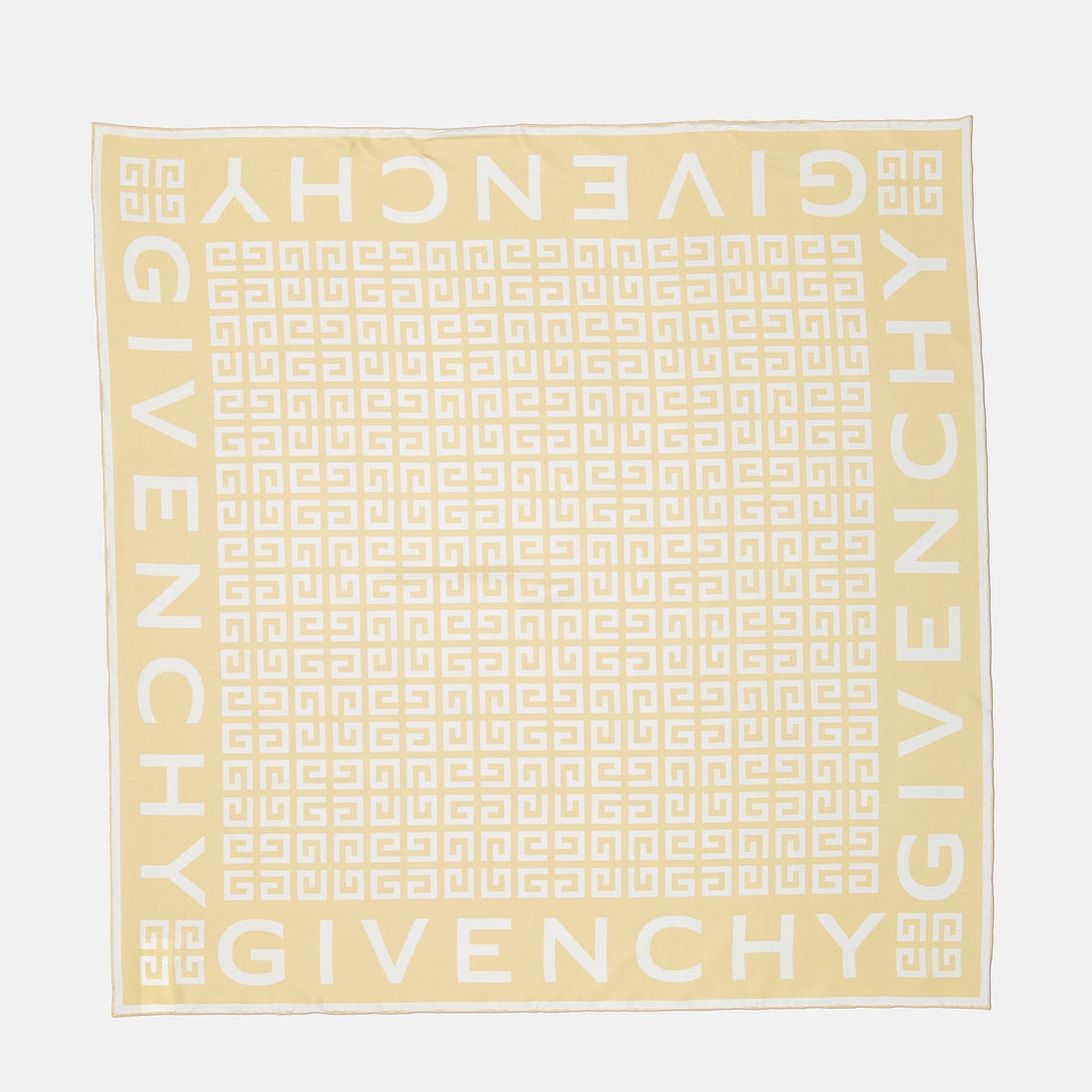 Monogram Border Scarf – Cream & White