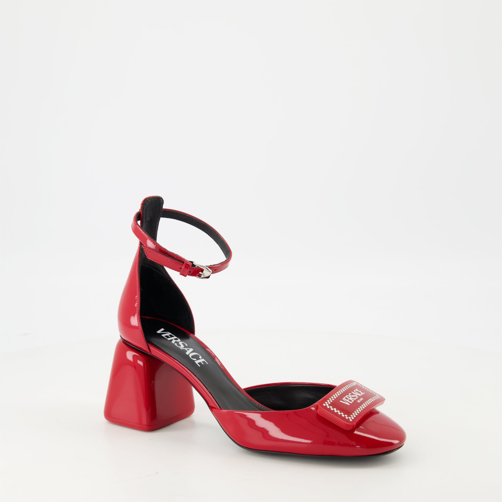 Versace Leather Logo Plaque Ankle-Strap Sandals - image 2