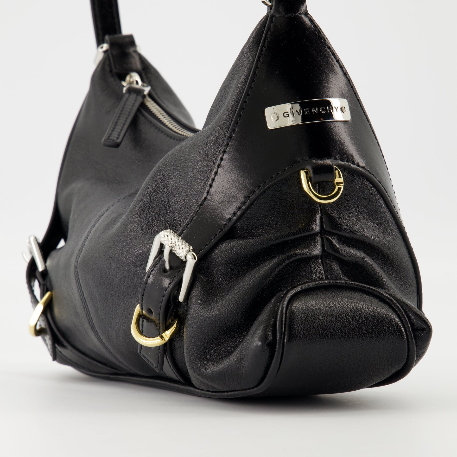 Givenchy Black Leather Buckle Detail Mini Shoulder Bag - image 3