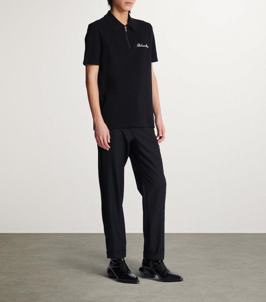 Balmain Zip-Neck Embroidered Polo Shirt - image 6