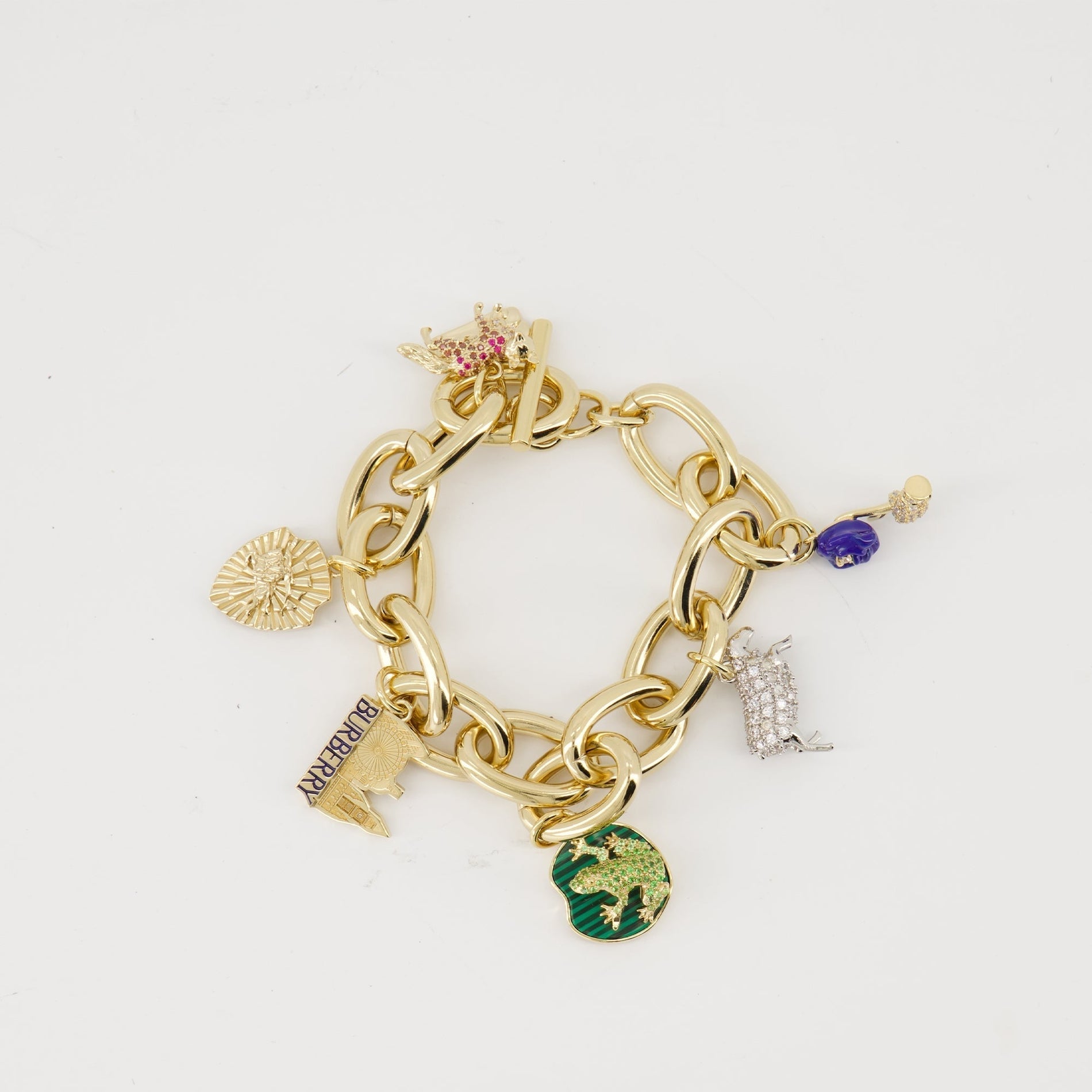 Burberry Chunky Charm Link Bracelet with Mixed Motifs