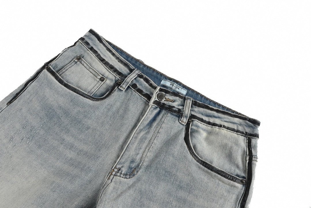 Prada Men's Washed Grey Distressed Denim Jeans - image 4