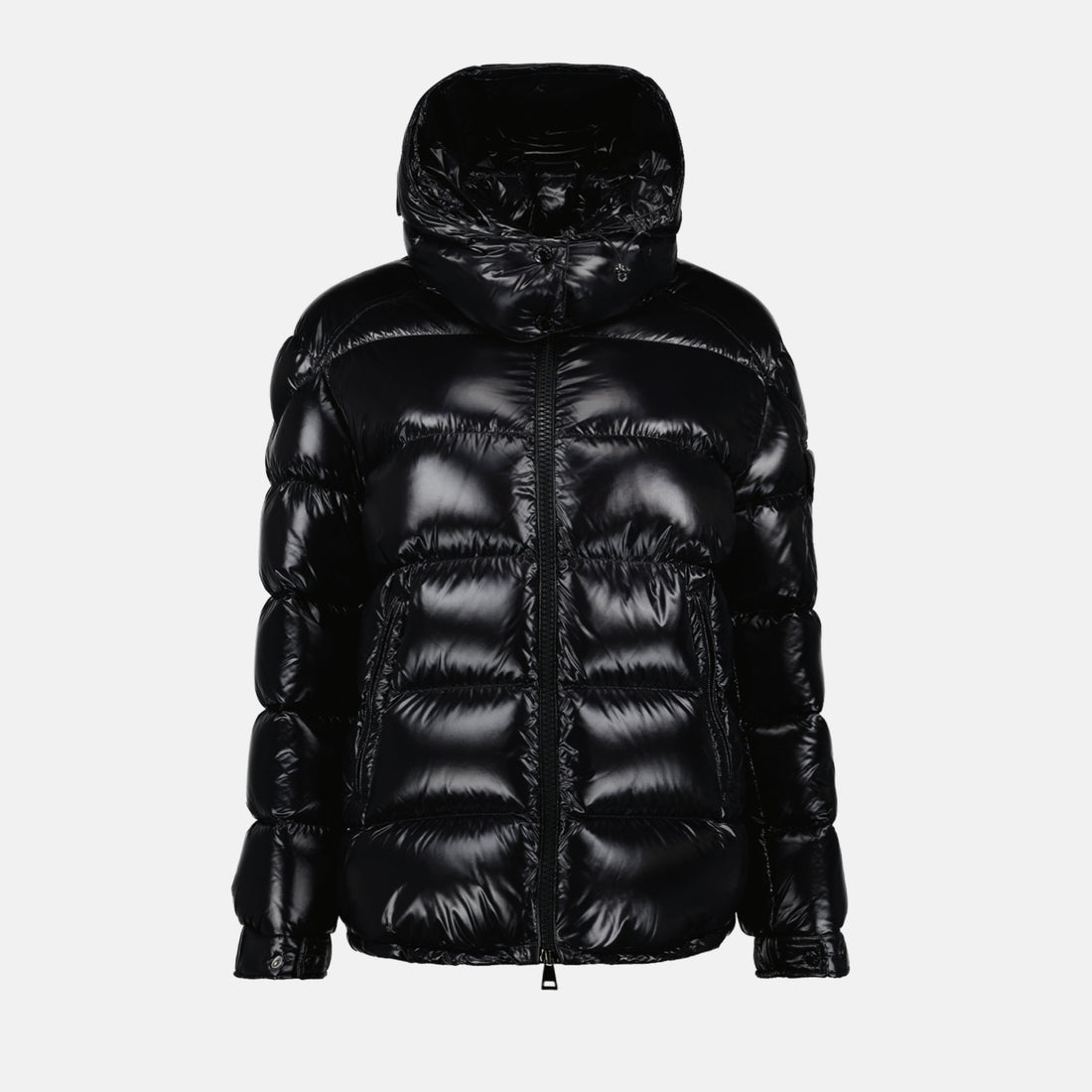 Black Glossy Hooded Puffer Jacket
