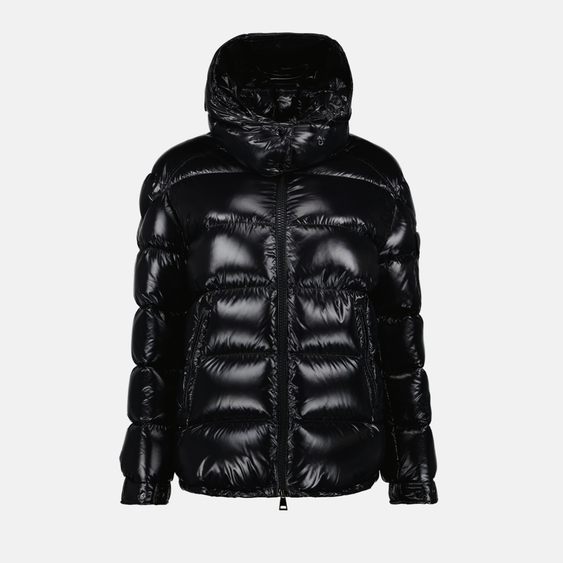Moncler Black Glossy Hooded Puffer Jacket
