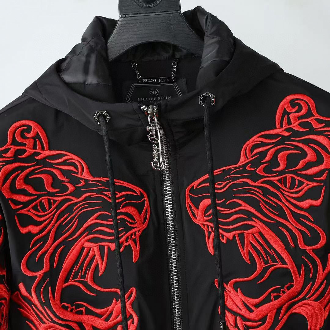 Philipp Plein Embroidered Twin Tiger Windbreaker - image 5