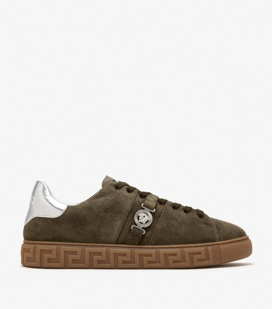 Versace Greca Embellished Suede Sneakers - image 6