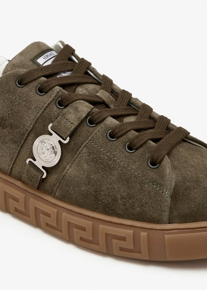 Versace Greca Embellished Suede Sneakers - image 3
