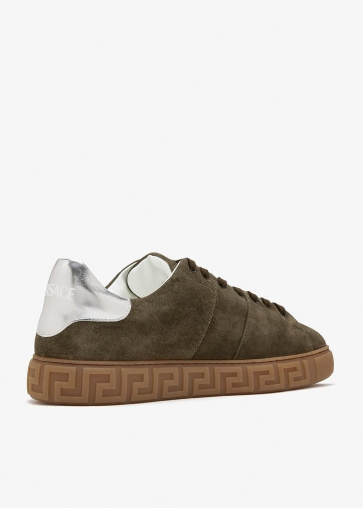 Versace Greca Embellished Suede Sneakers - image 2