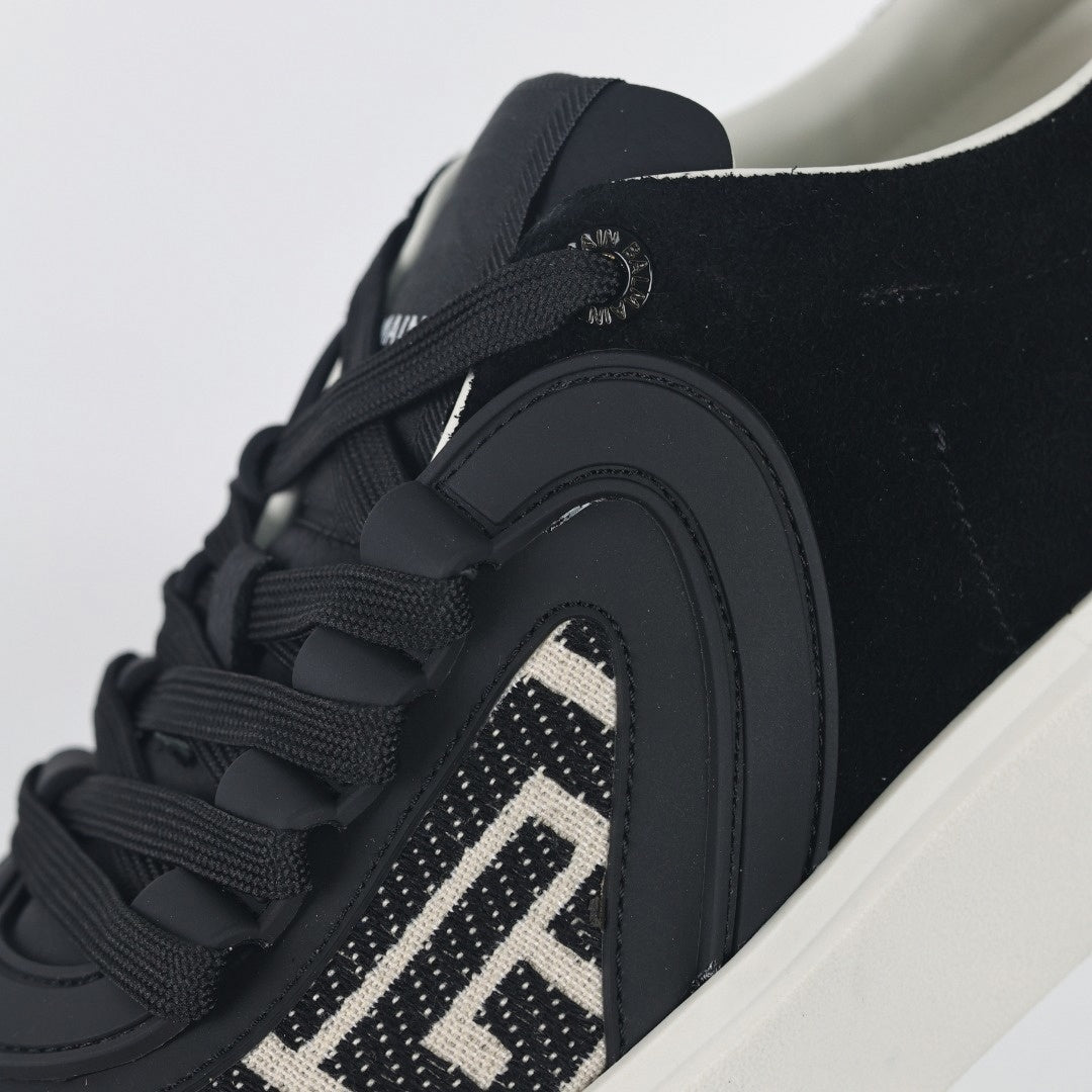 Balmain B-Court Sneakers in Black & Ivory Monogram - image 3