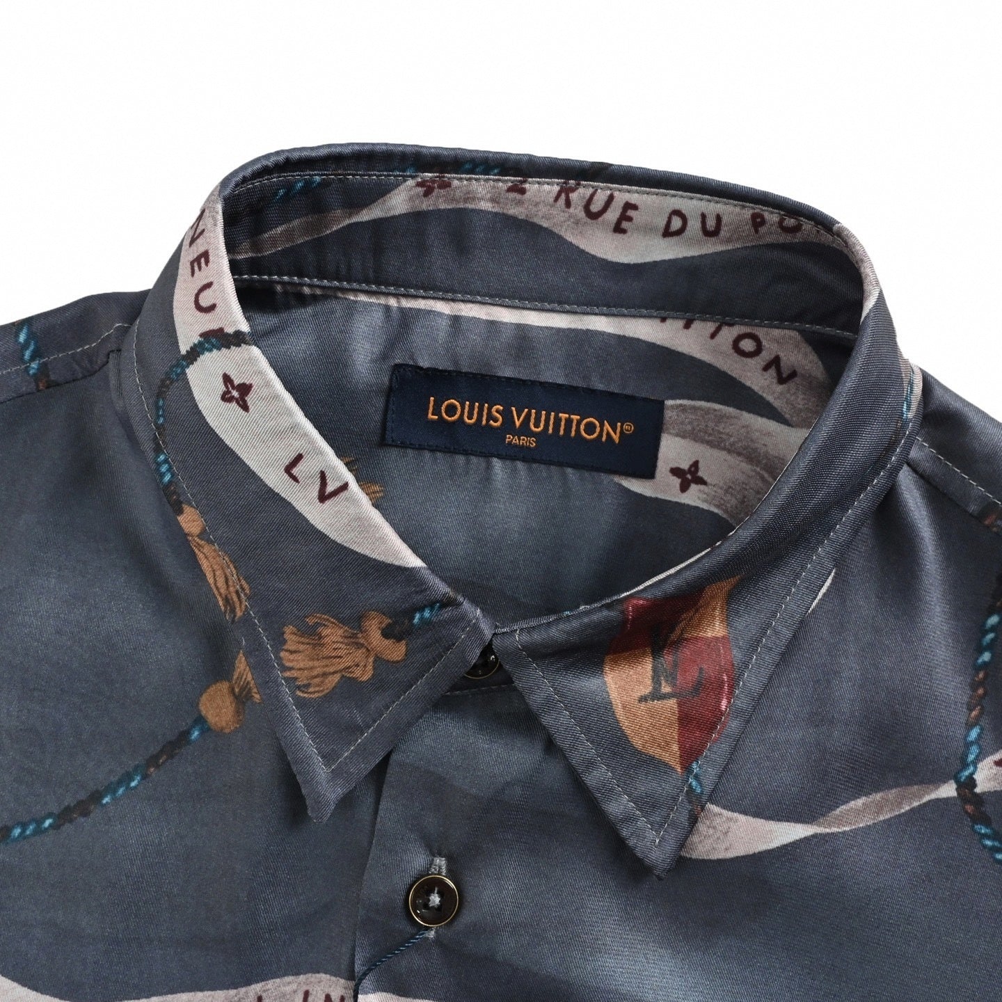 Louis Vuitton Crown & Ribbon "Pont Neuf" Print Silk-Finish Shirt - image 3