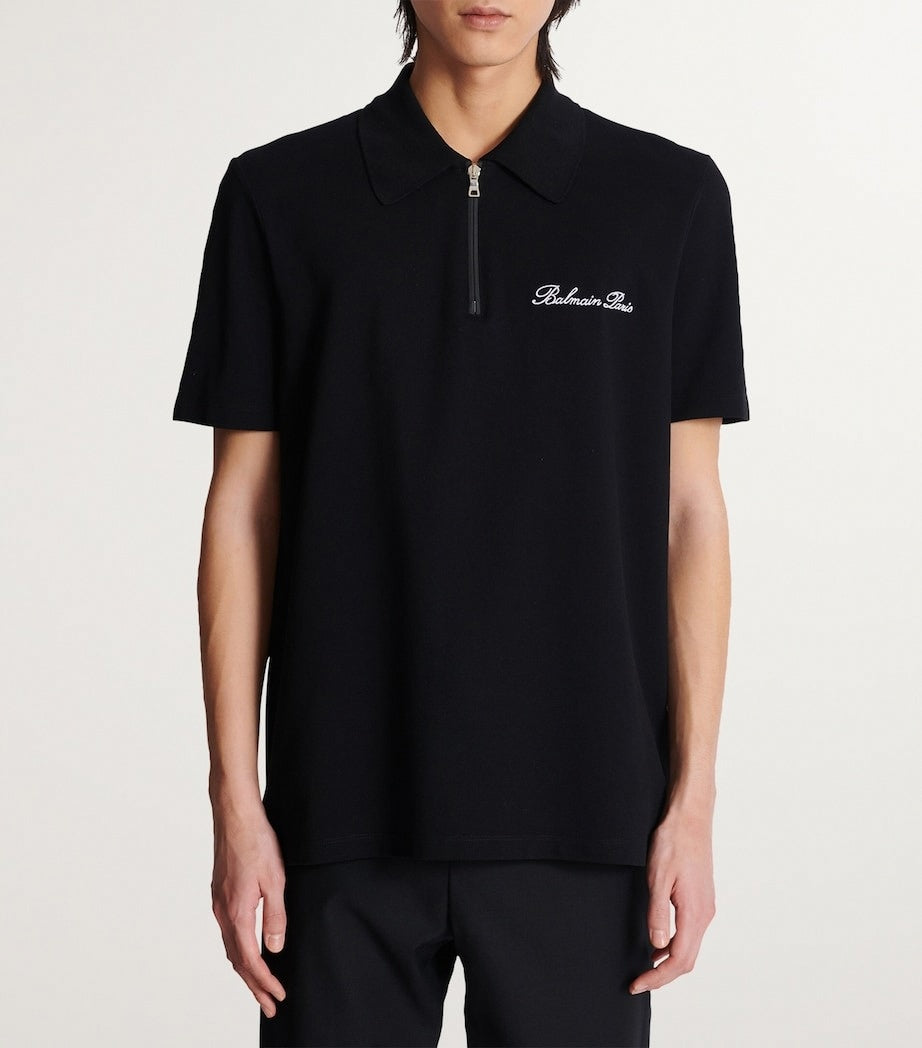 Balmain Zip-Neck Embroidered Polo Shirt - image 2