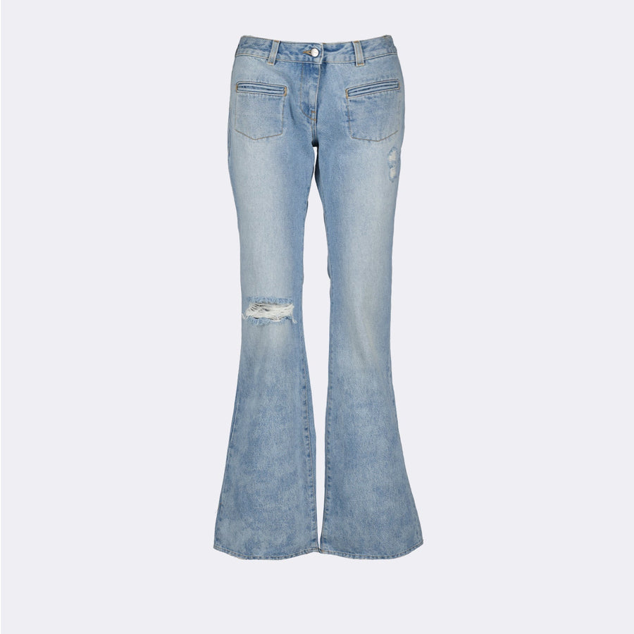 Palm Angels Distressed Flared Denim Jeans