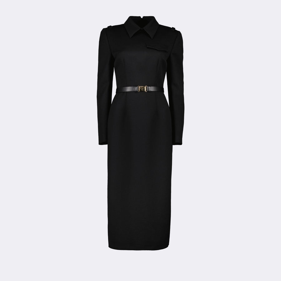 Prada Tailored Belted Midi Dress