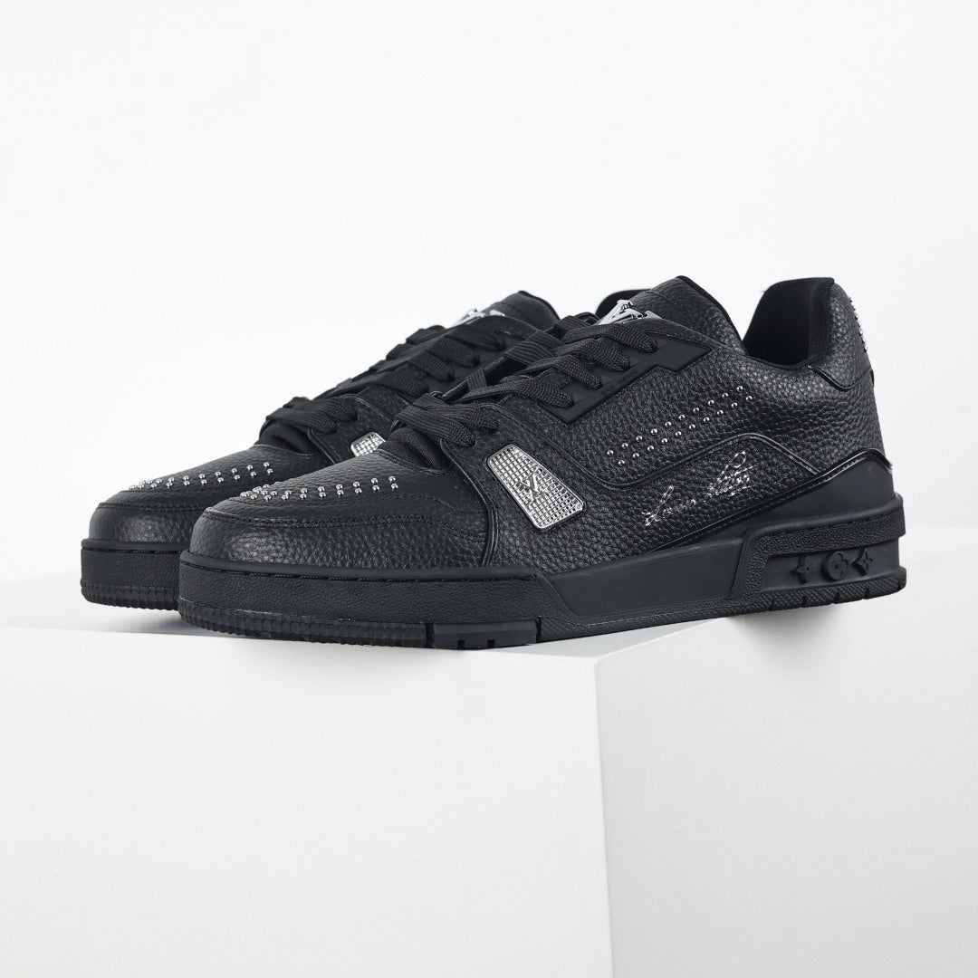 Louis Vuitton LV Black Leather Studded Low-Top Sneakers - image 6