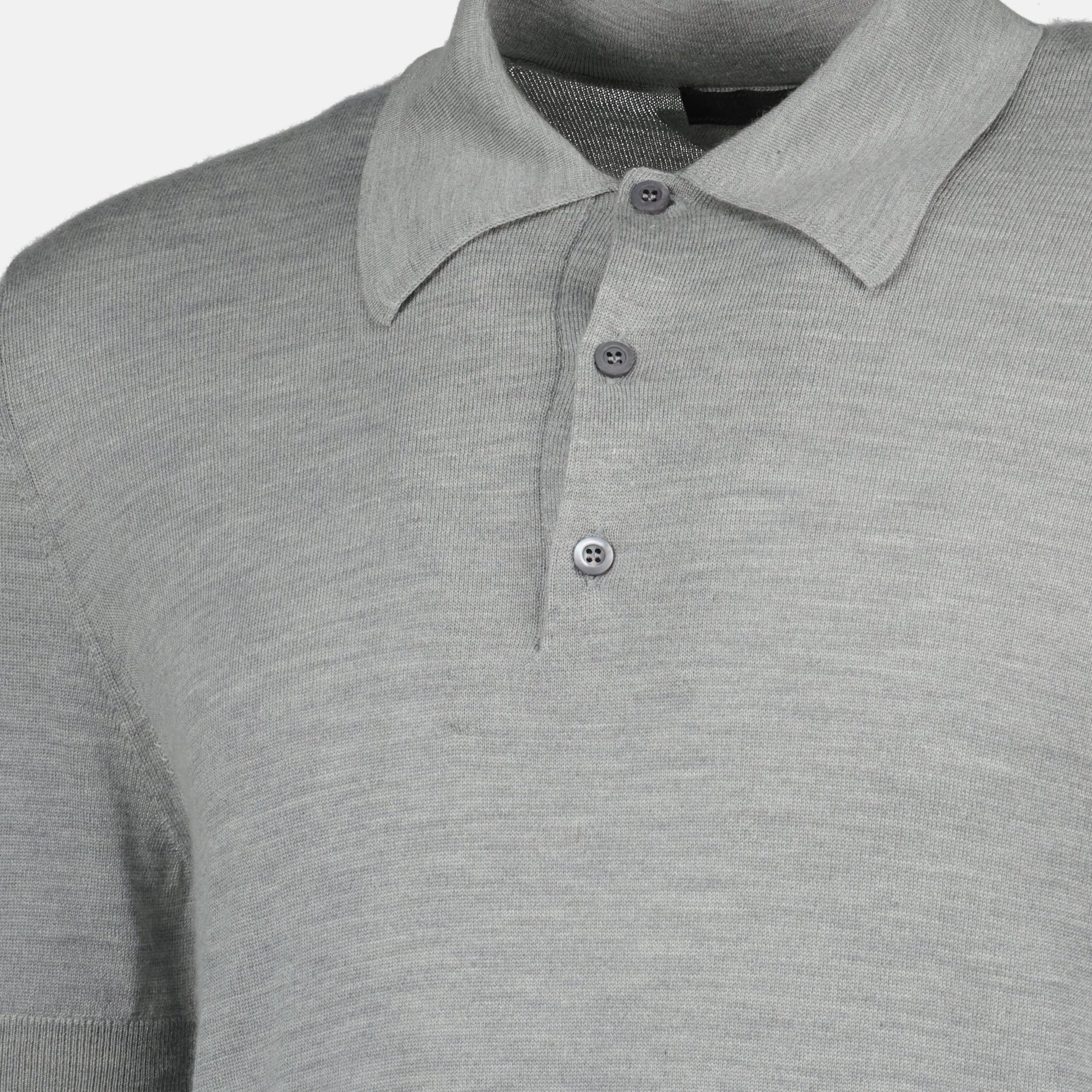 Prada Prada Cashmere & Silk Knit Polo Shirt in Light Grey - image 3