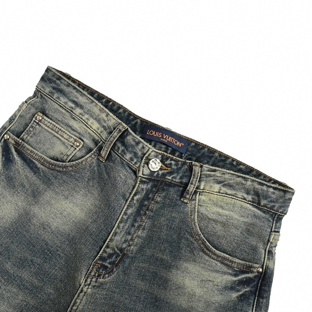Louis Vuitton Faded Monogram Detail Slim-Fit Denim Jeans - image 4