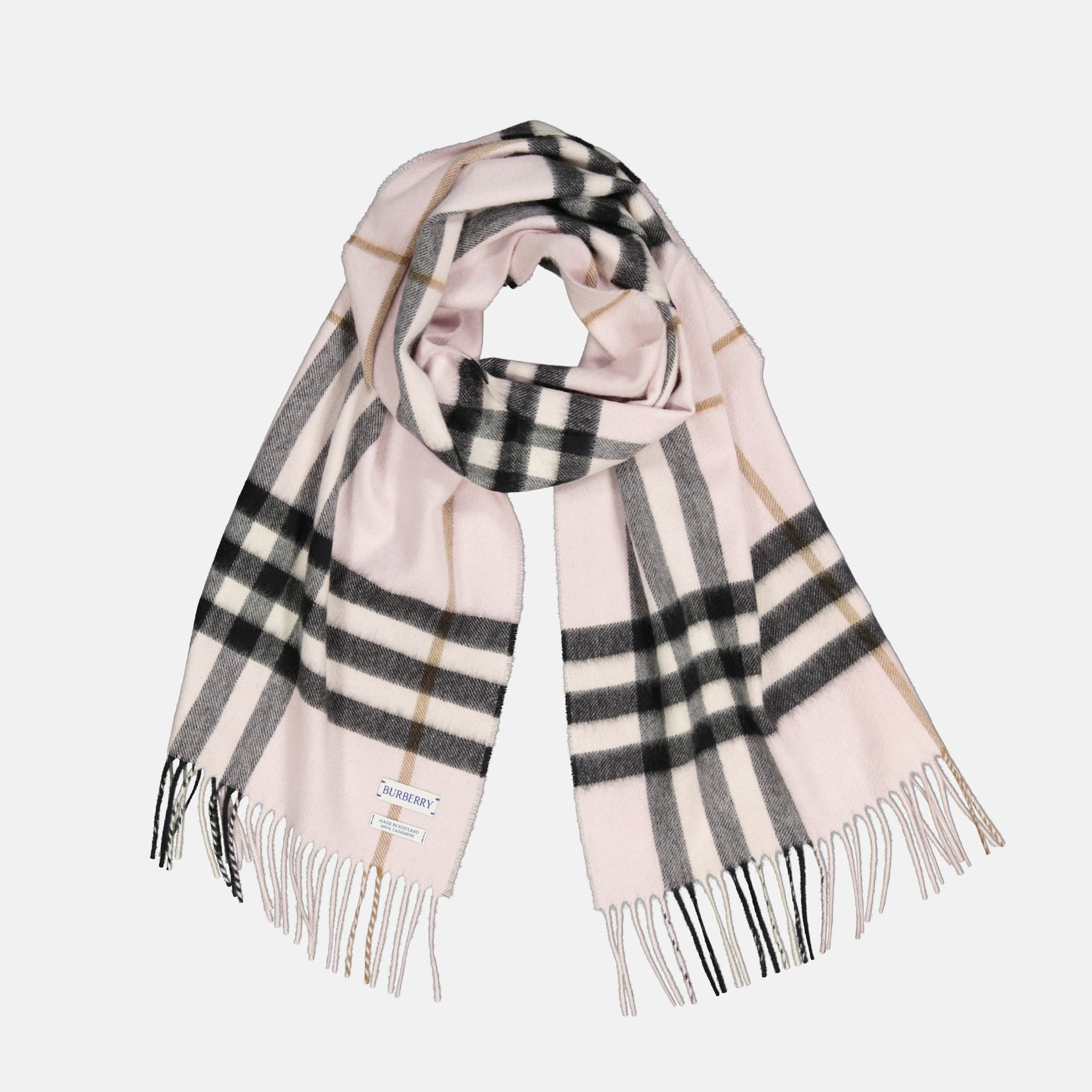 Burberry Classic Check Cashmere Scarf – Soft Pink