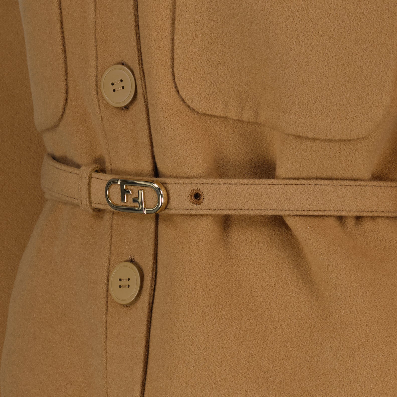 Fendi Camel Belted Overshirt Jacket - image 5