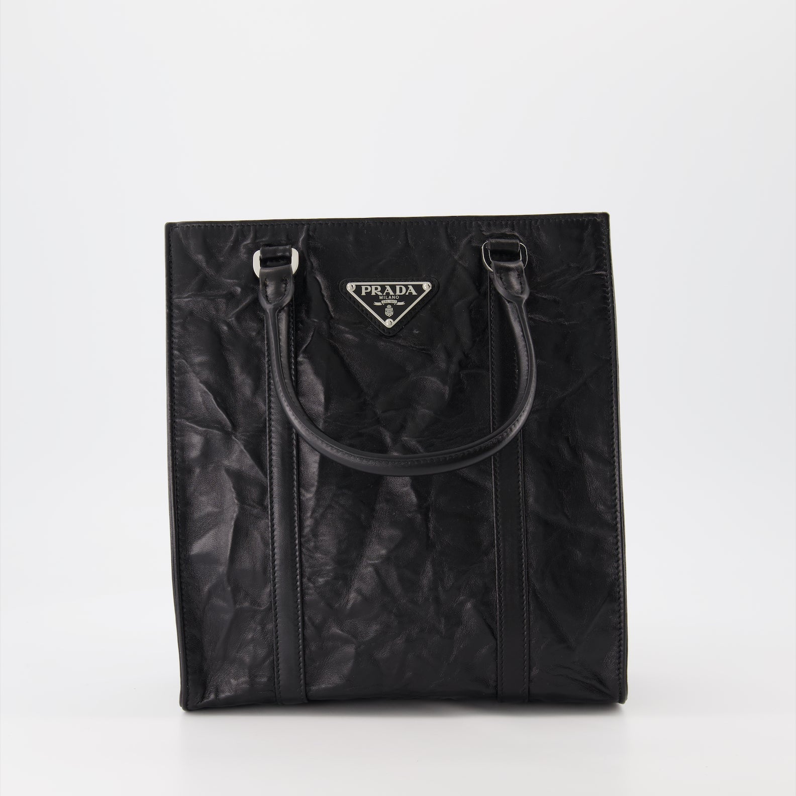 Prada Soft Leather Tote Bag (Black)