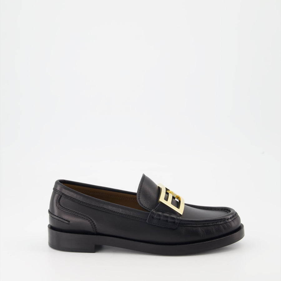 Fendi Black Leather Loafers
