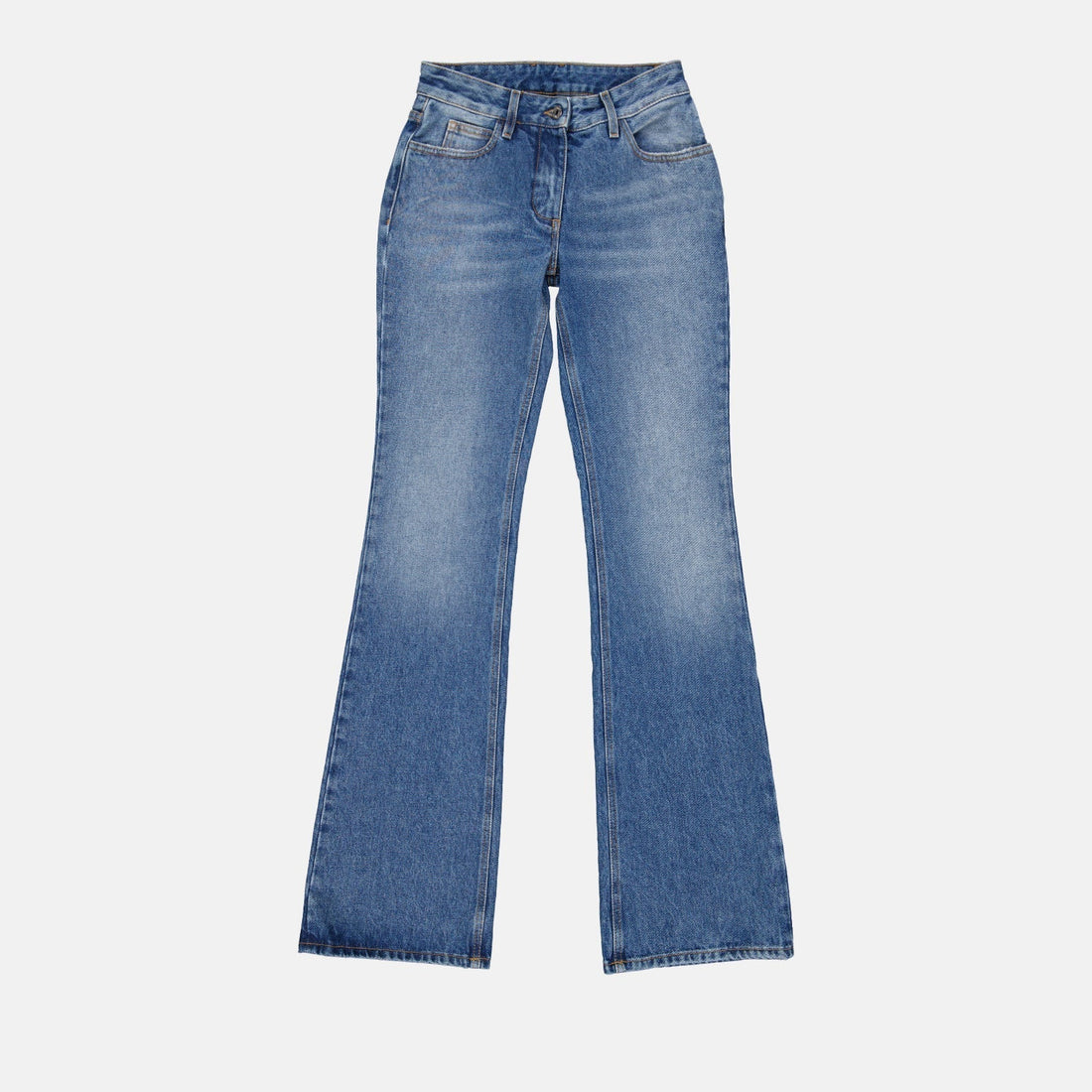 Vintage-Wash Flared Denim Jeans