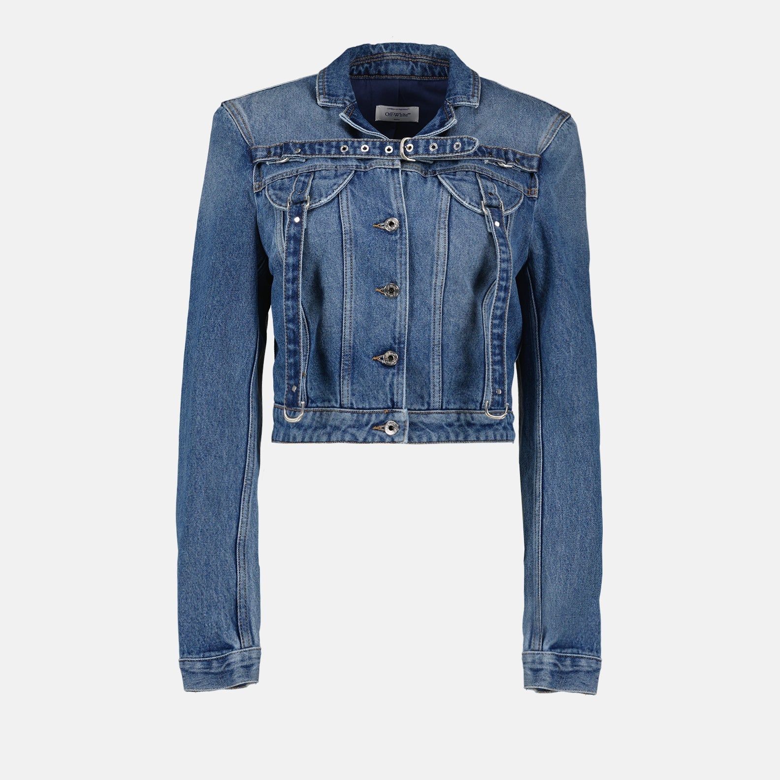 Off-White Harness-Detail Cropped Denim Jacket