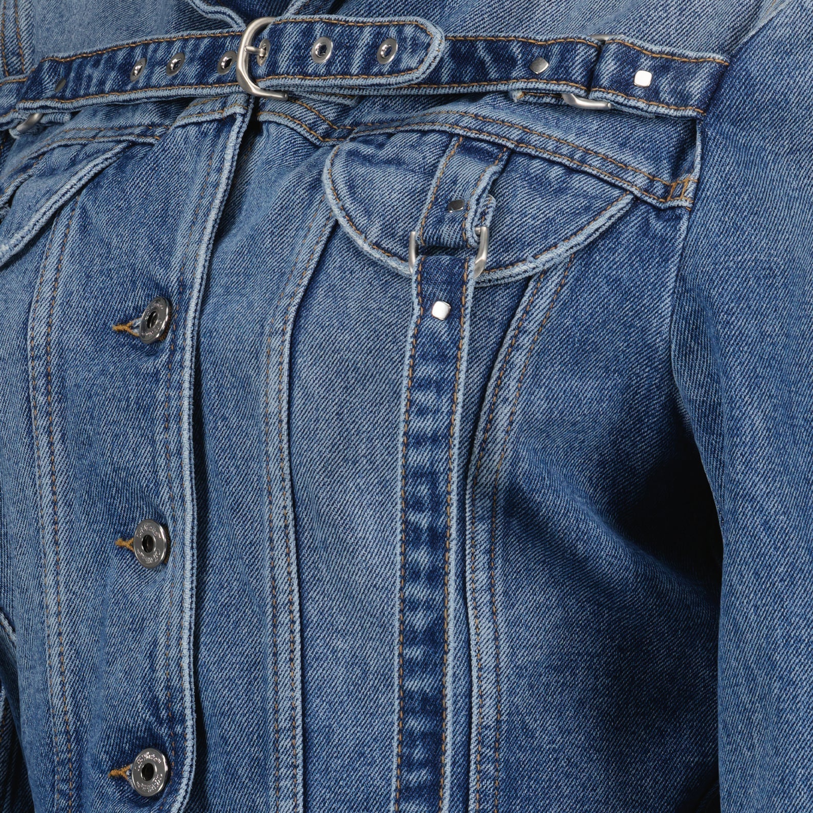 Off-White Harness-Detail Cropped Denim Jacket - image 3