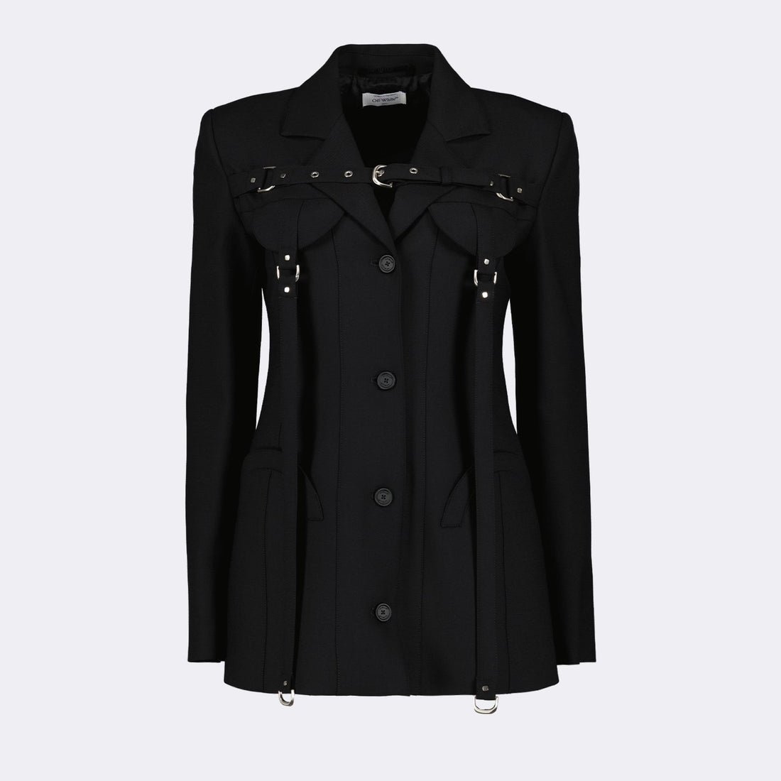 Harness-Detail Tailored Blazer Dress