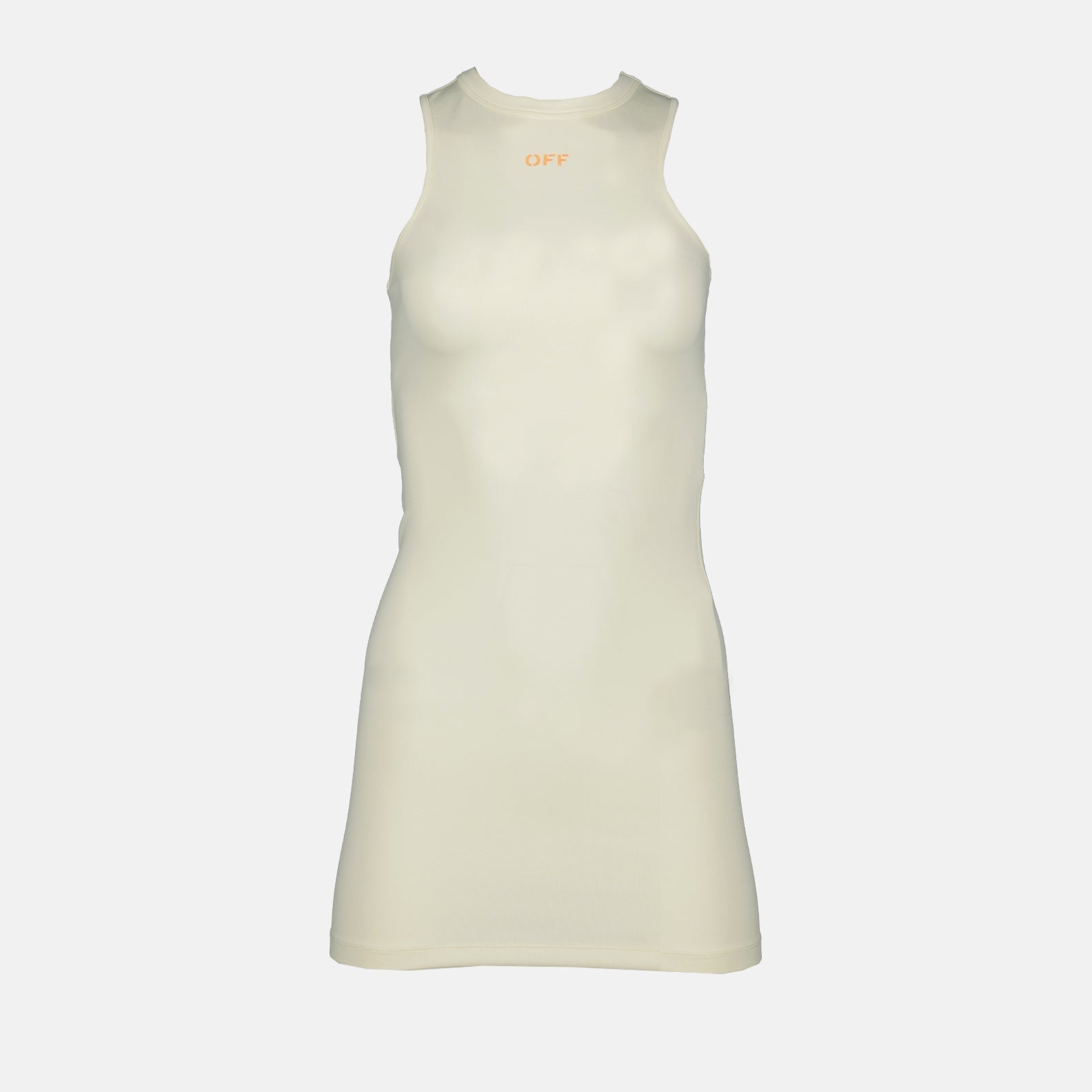 Off-White Sleeveless Logo Bodycon Mini Dress