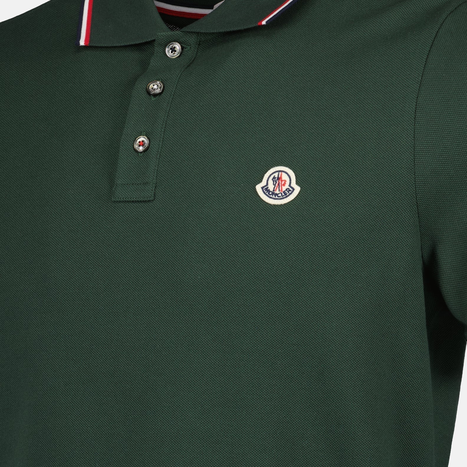 Moncler Moncler Forest Green Polo Shirt with Signature Tricolor Detail - image 5